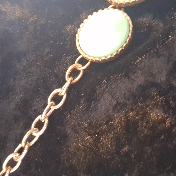 Elegant Gold and Mint Necklace and Gold Earring Set - Picture 3 of 9
